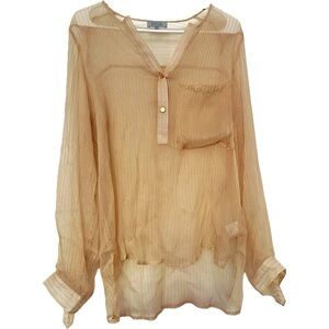 S.L.Y.K. Long Sleeve Silk Blouse with Mandarin Collar Size M